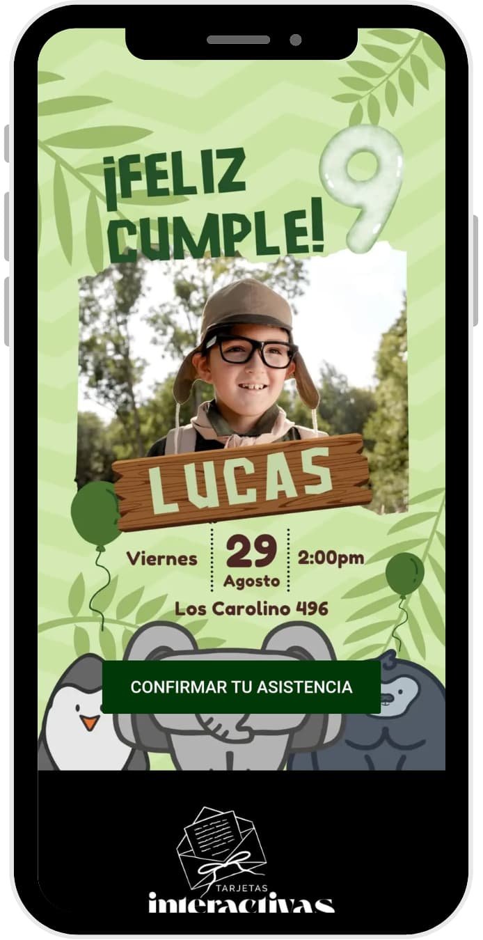 Cumpleaños Lucas 9 años, tarjeta digital